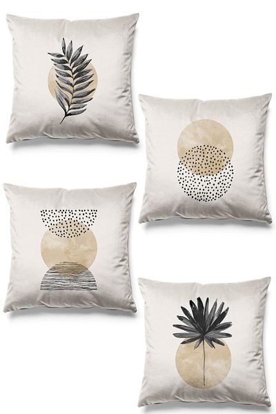 Pilloveland Set de 4 huse de pernă din piele intoarsa cu model opal imprimat pe doua fete