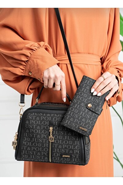 Just Polo حقيبة يد وكتف نسائية أصلية مكونة من 4 أقسام من Justpolo ومحفظة