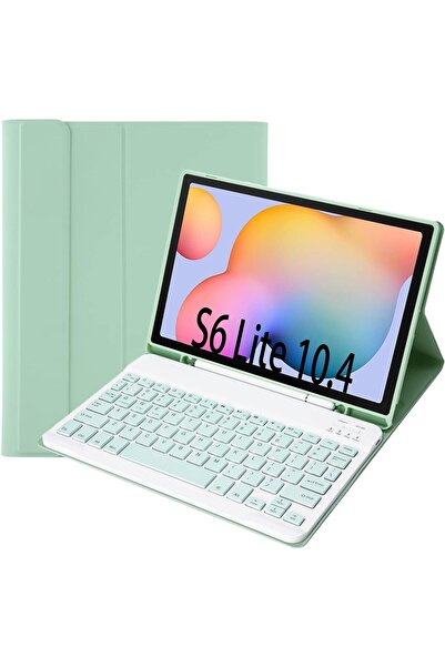 Fogy Samsung Galaxy Tab S6 Lite 10.4 SM-P610/P615 için Çıkarılabilir Bluetooth Klavyeli Klavye Kılıfı