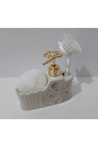 renkli çiçekler Dozator de săpun lichid Dispenser de săpun din ceramică cu perie de burete