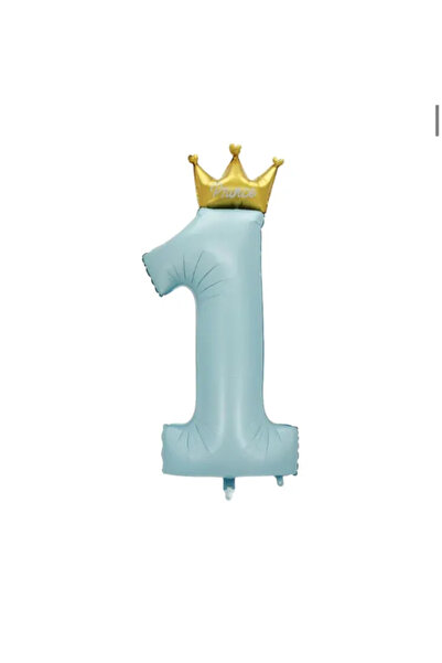 aşkın concept 1 Yaş Lüks Mavi Folyo Balon Taçlı 48 inç Prens Detaylı Jumbo Boy