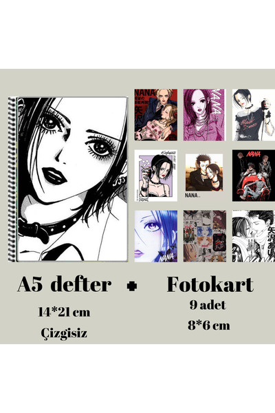 animeandyourworld Nana anime Defter A5 boyutu + 9 adet fotokart seti