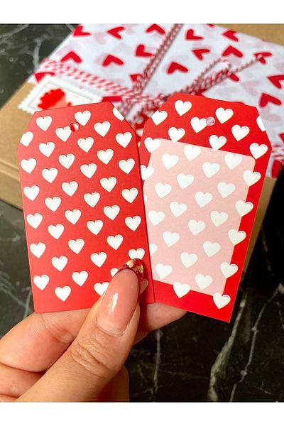 Hayal.kirtasiyesi Valentine's Day Series 4.5x7.5cm 25 Pieces Reversible Perforated Labels, Product Labels