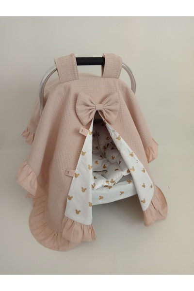 Wenaris Fırfırlı Puset Örtüsü , Puset Minderi ve puset çarşafı 3 Parça