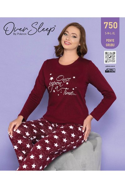 Generic Brand OVER SLEEP POLEREN Claret Red Pajama Set