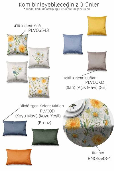 Pilloveland Set de 4 huse de pernă din piele intoarsa cu model de margarete imprimate pe doua fete