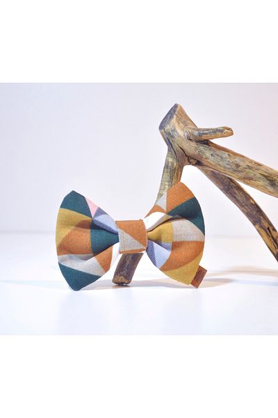 minart design GEOMETRIC TRIANGLE PATTERNED COLORFUL TASMA COMPATIBLE STRAP CAT AND DOGS BOW TIE