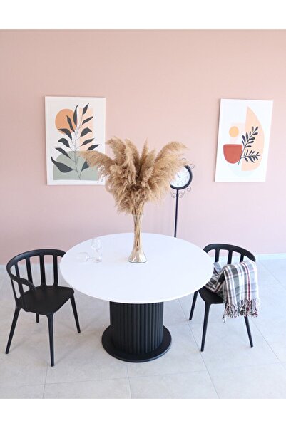 woodywood 120 Cm Yemek Masası Yuvarlak Lake Model Mutfak Ofis Masası Çalışma Masası Balkon Sütun Ayak