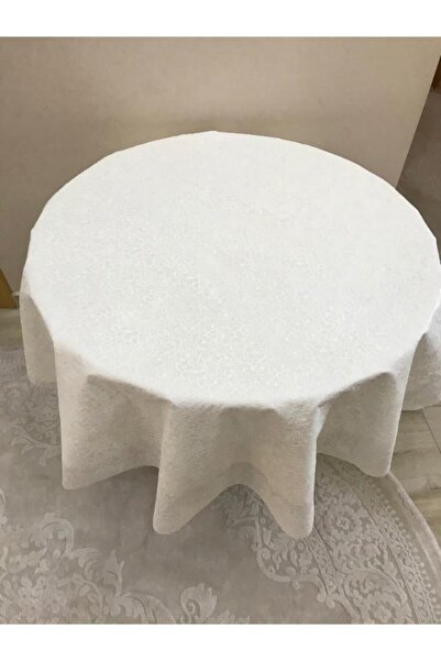 yukselhalimefrusat مفرش طاولة دائري من مادة PVC بتصميم دانتيل كريمي بقطر 150 سم