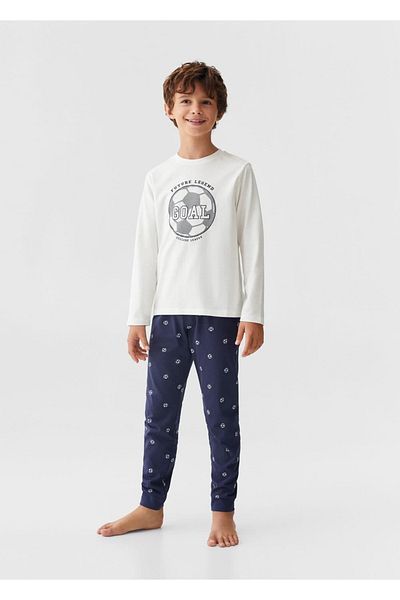 MANGO Kids Gemusterter langer Pyjama
