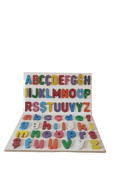 MİNAHOBİ Ahşap (büyük Ve Küçük-birer Adet) Alfabe Bul Tak Eğitici Oyuncak Blo...