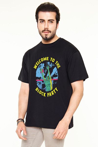 Pisa Art Volleyball Block Party - Μπλουζάκι με στάμπα βόλεϊ Unisex μαύρο oversize