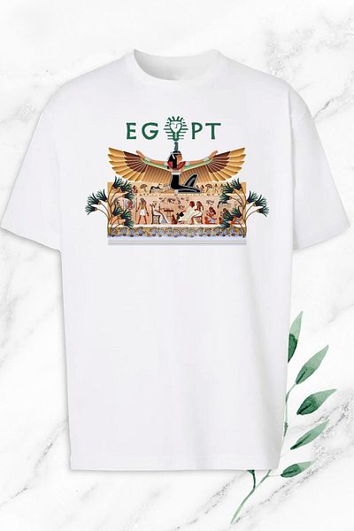 Pisa Art Tricou alb unisex, oversize, cu imprimeu Faraonul Egiptean Antic