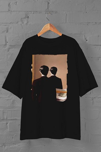 Pisa Art René Magritte - Unisex Μαύρο μπλουζάκι Oversize - Μην επαναποτυπώνεται