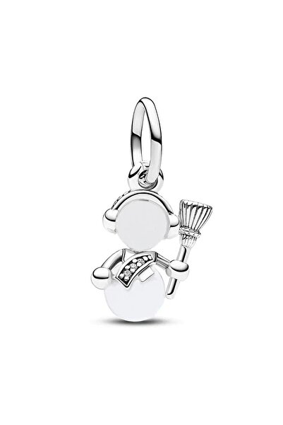 Lux Design Gümüş Işıltılı Kardan Adam Sallantılı Charm