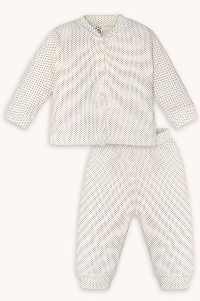 bebizu Polka Dot Patterned Front Snap Pajama Set