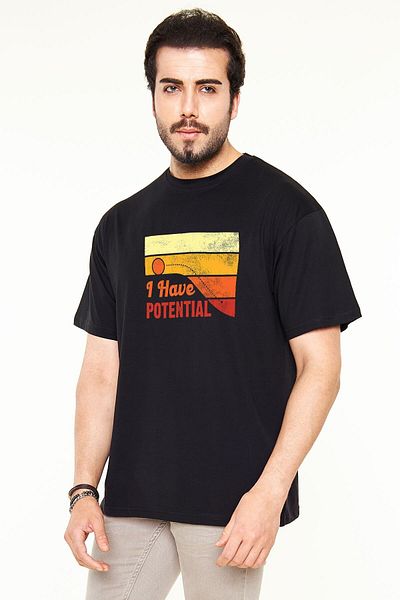 Pisa Art Tricou oversize negru unisex - Imprimat potențial fizic