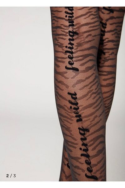 Calzedonia Чорапогащник 50 дена с тигрови шарки, флокирани и написани