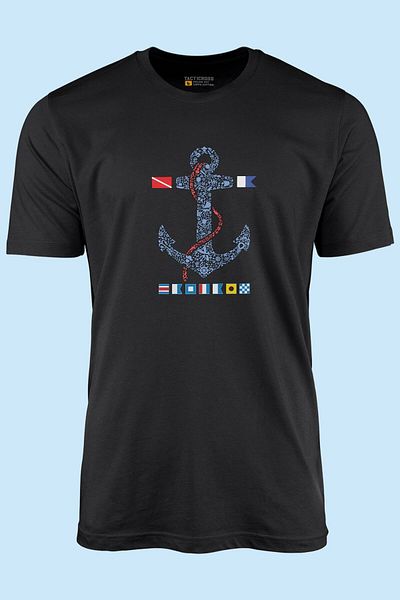 Pisa Art Тениска Anchor Black Sailor с надпис Anchor