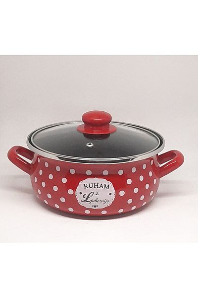 Avşar ENAMEL HOUSE 24 CM, 3.5 LITER RED DOT ENAMEL COOKER