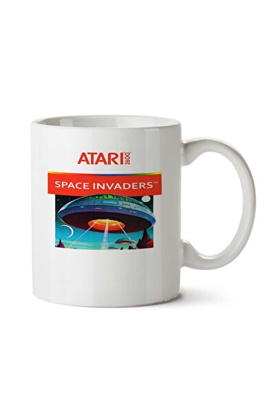 ART HEDİYE كوب مطبوع على الجانبين من Atari Space Invaders