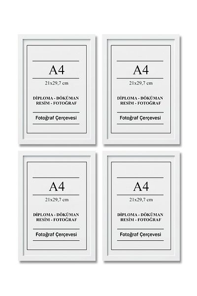 UON A4 Frame White 21x30 Diploma Document Certificate 4-Piece Flat Model Photo Picture Frame Set