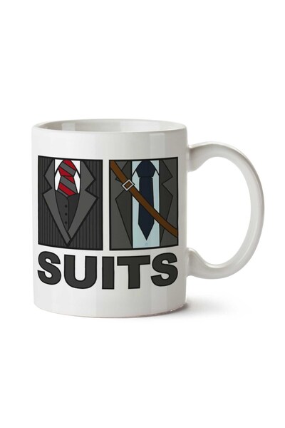 ART HEDİYE Suits Harvey and Mike iki Tarafı Baskılı Kupa Bardak
