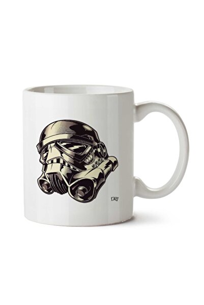 ART HEDİYE قناع ستار وورز الرمادي ذو وجهين مطبوع عليه كوب