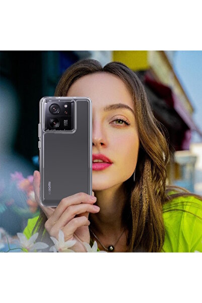 m.tk moveteck Xiaomi Mi 13T & Mi 13T Pro Kılıf Kamera Çıkıntı Korumalı Renksiz Yumuşak Şeffaf Esnek Silikon Kapak