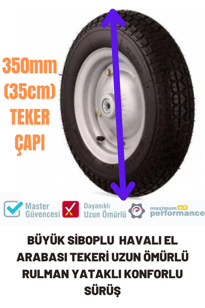 KL HOME Şişme El Arabası Tekeri Sağlam Uzun Ömür Havalı Sibop Gerçek Rulman Bilyalı Çap: 350 Mm