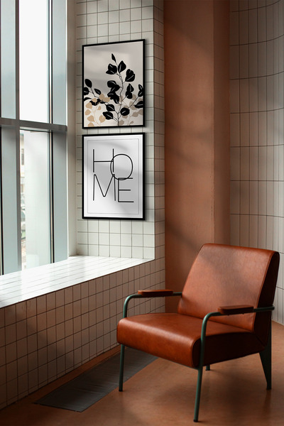 UON Σετ ζωγραφικής MDF 2 τεμαχίων με εμφάνιση μαύρου πλαισίου, Μίνιμαλ μοντέρ...