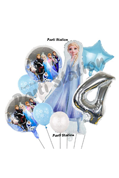 Parti Station Frozen Karlar Ülkesi Elsa Konsept 4 Yaş Doğum Günü Balon Set El...