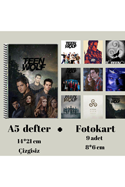 animeandyourworld Teen wolf Defter A5 boyutu + 9 adet fotokart seti