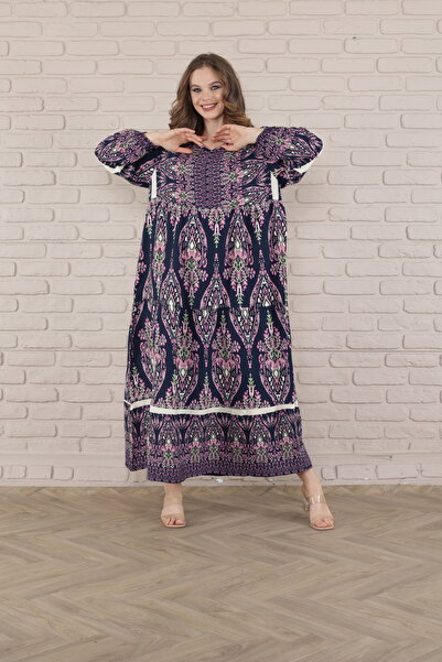 mervemoda Жіноча довга сукня з тканої віскози великого розміру