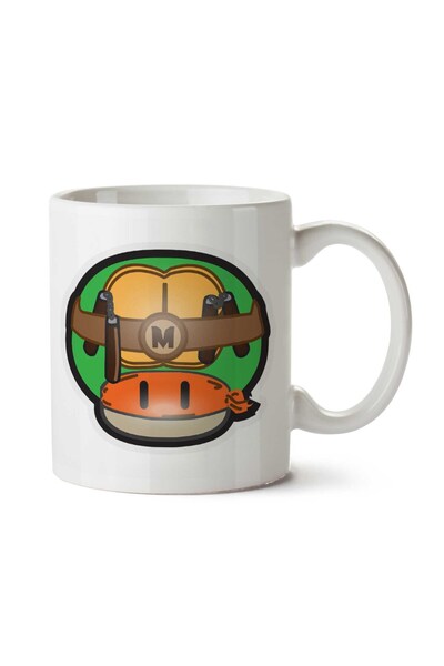 ART HEDİYE كوب سوبر ماريو ماشروم مايكل أنجلو تينج موتانت سلاحف النينجا مطبوع على الجانبين
