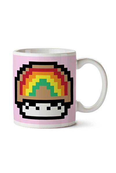ART HEDİYE كوب سوبر ماريو فطر قوس قزح مطبوع على الجانبين