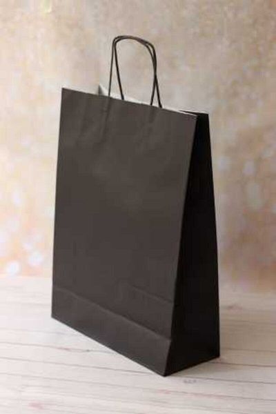 demontecraft Μεσαίο μέγεθος 25x12x31 cm Μαύρη χάρτινη τσάντα/ Μαύρη τσάντα δώρου 5 τεμαχίων