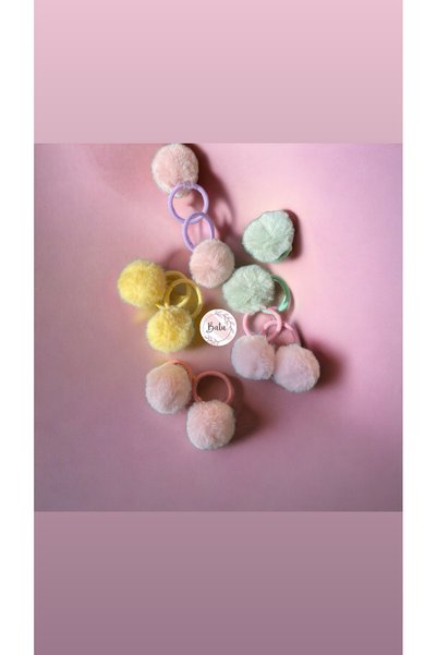 BATU GİYİM Baby and child Pompom colored rubber buckle set