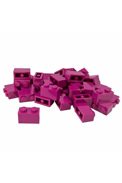 LEGO Accessory Custom Moc Creator Brick 1 X 2 Magenta Color Brick 4 Pieces to Send