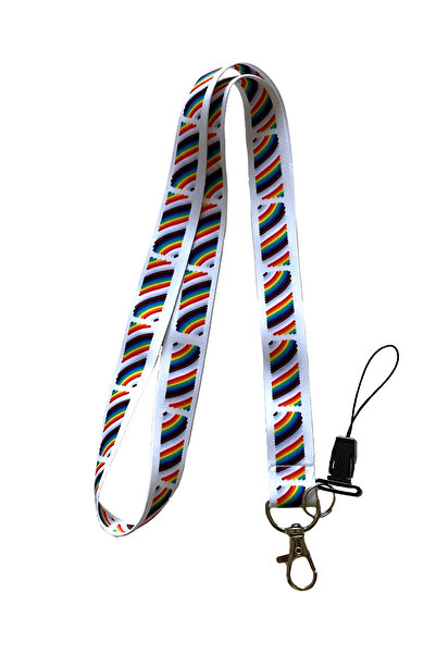 StormiStoretr Beyaz Gökkuşağı Boyun ipi Telefon Askısı Lanyard