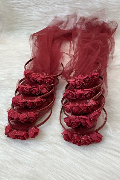 ZEYMERADE Bordo Nedime Taç, Gelin Kına Gecesi Düğün Bride Bekarlığa Veda Partisi Sünnet Tacı 10 Adet