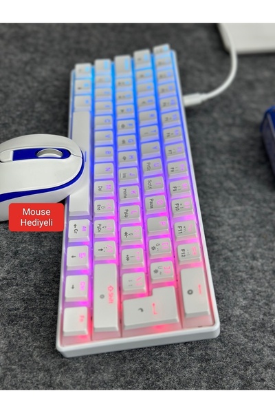 PİNK İTHALAT Red Switch 62 Tuşlu Rgb Mekanik Klavye Type C Beyaz Rgb Klavye