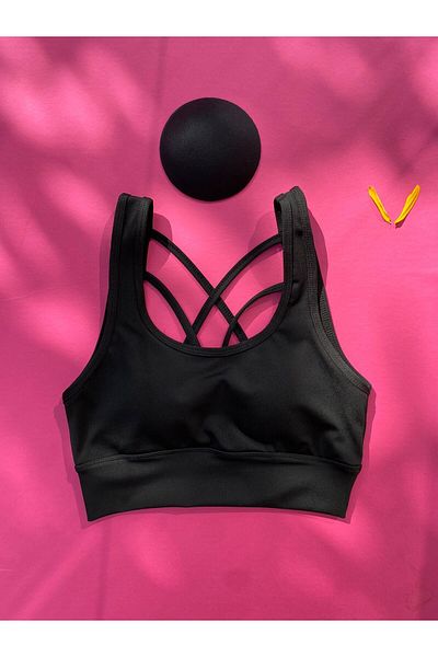 VicTroy Detachable Pad Thick Strap U Collar Low-cut Back Cross Rope Model Diver Fabric Undershirt 64f15