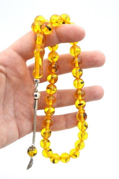 Murty99 Globe Cut Ant Fossil Powder Amber Prayer Beads 12 Mm