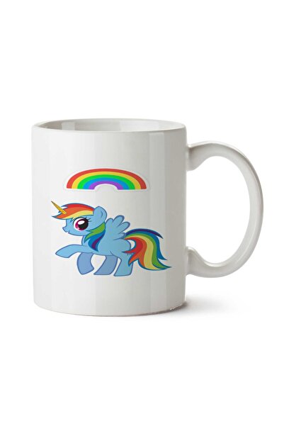 ART HEDİYE طقم كوب وكوب بنمط قوس قزح يونيكورن - مطبوع على الجانبين