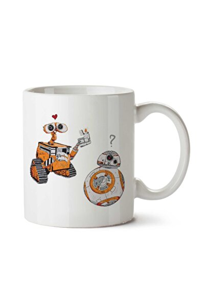 ART HEDİYE كوب مطبوع على الجانبين من Two Robots Wall e وBB8 Star Wars