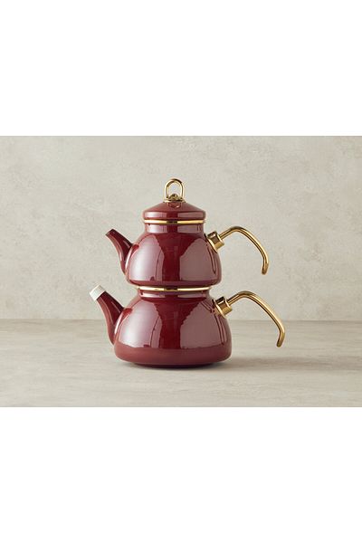 English Home Copenhagen Enameled Teapot Claret Red