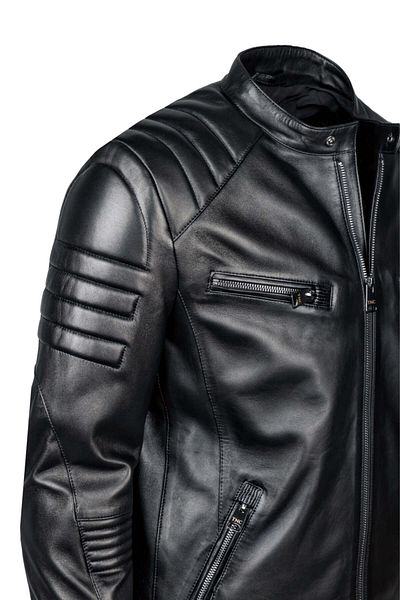 Tamer Tanca Genuine Leather Men's Black Coat