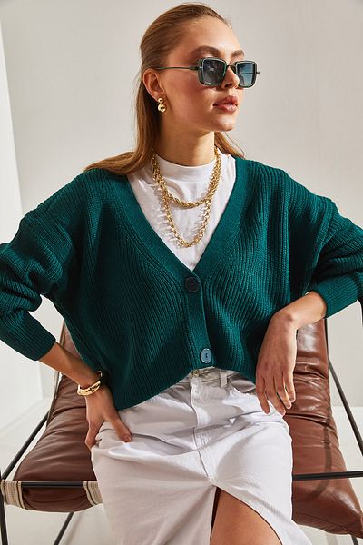 Bianco Lucci Dámský pletený cardigan - design na knoflíky