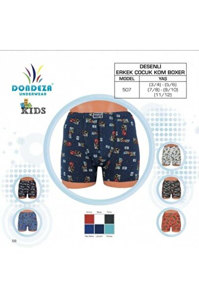 Dondeza 507 Erkek Çocuk Desenli Boxer 12'li